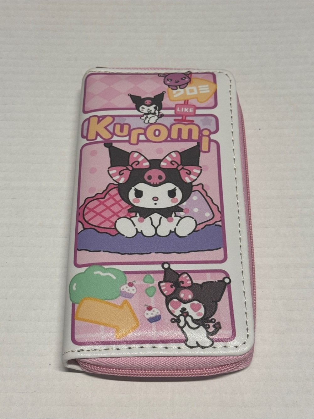 Sanrio Kuromi Pink White Zip-Around Wallet NWT